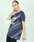 ADIDAS Originals Printed Women Round Neck Blue T-Shirt