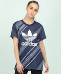 ADIDAS Originals Printed Women Round Neck Blue T-Shirt