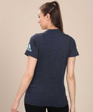 ADIDAS Self Design Women Round Neck Blue T-Shirt