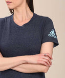 ADIDAS Self Design Women Round Neck Blue T-Shirt