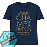 CHAMPIONS OF EUROPE 2021 Navy Blue Cotton T-Shirt